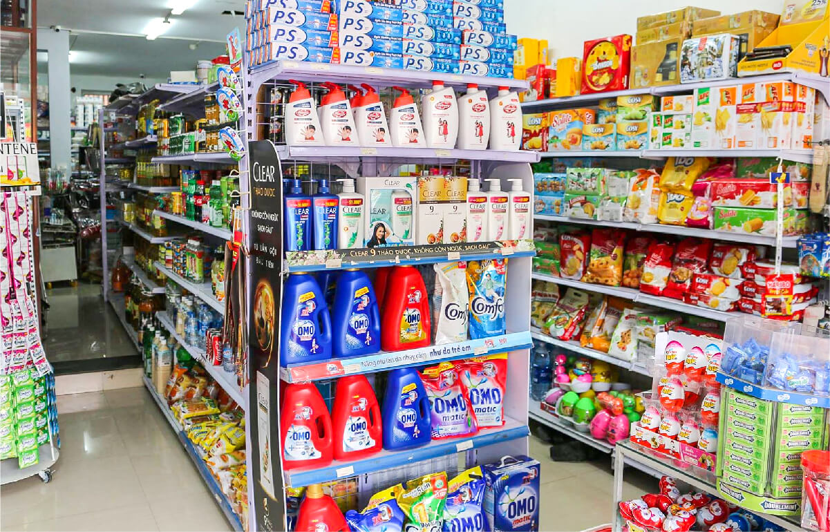 Mô hình siêu thị mini bán hàng tiêu dùng phổ thông