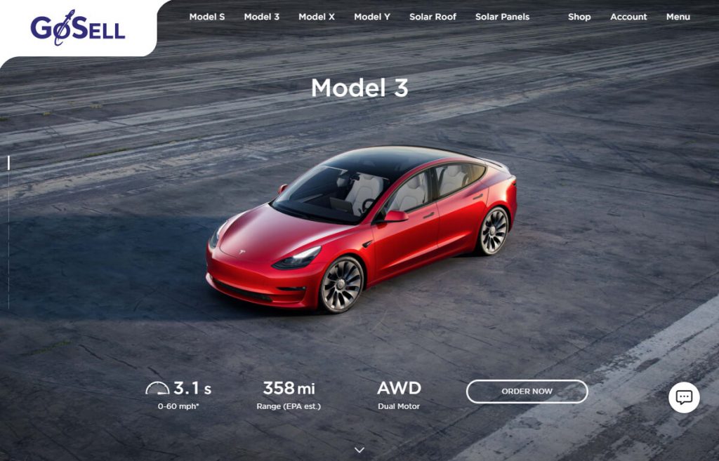 Landing Page Ô tô Tesla Model 3