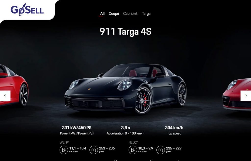 Landing Page Porsche 911 Targa 4S