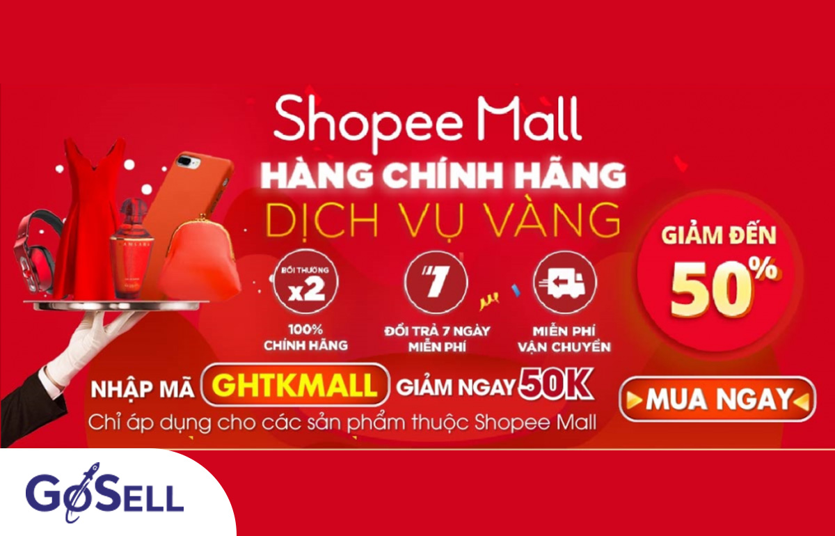 Shopee Mall với nhiều dịch vụ ưu đãi