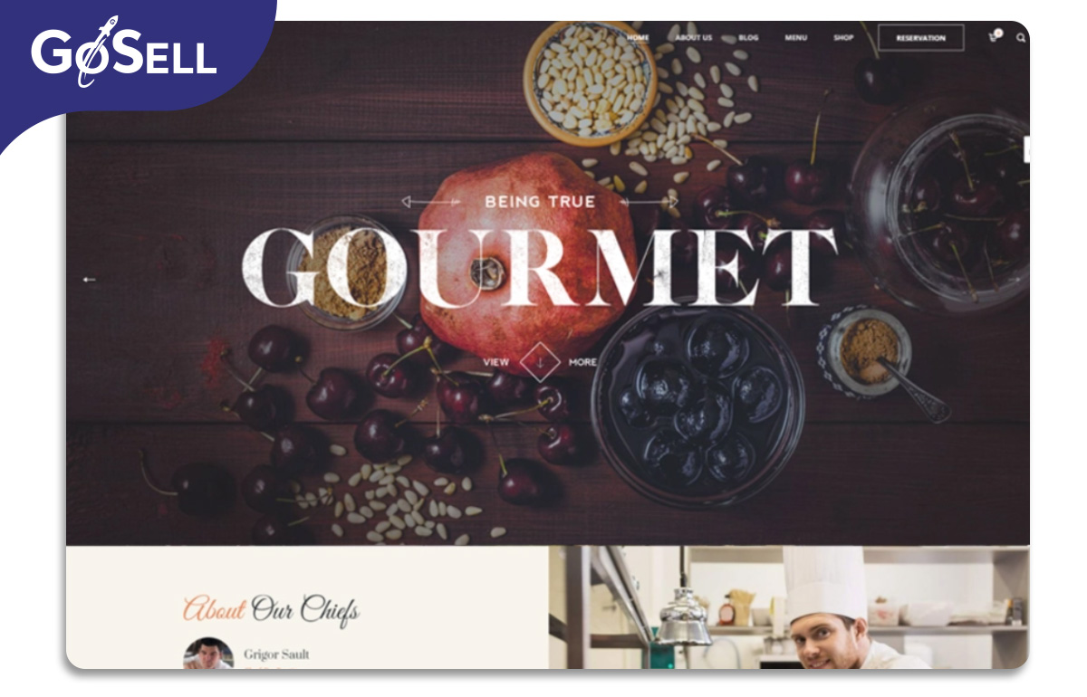 Mẫu website nhà hàng Gourmet