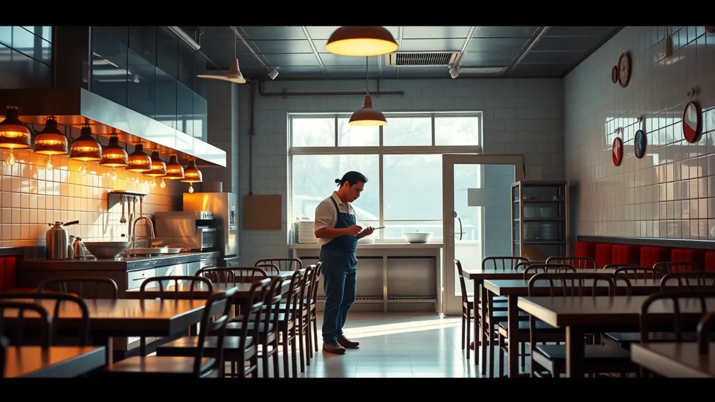 chủ quán kiểm tra bếp trước giờ bán phở