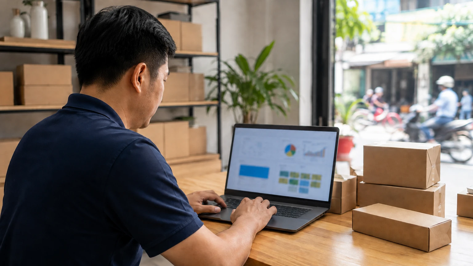 chủ shop xem báo cáo đo lường tỉ lệ nhấp