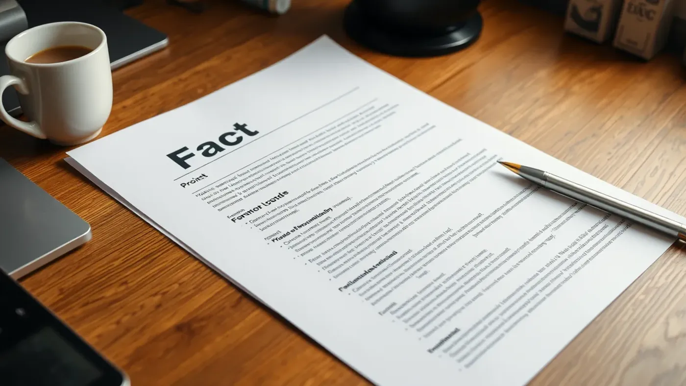 Tài liệu fact sheet là gì trên bàn làm việc