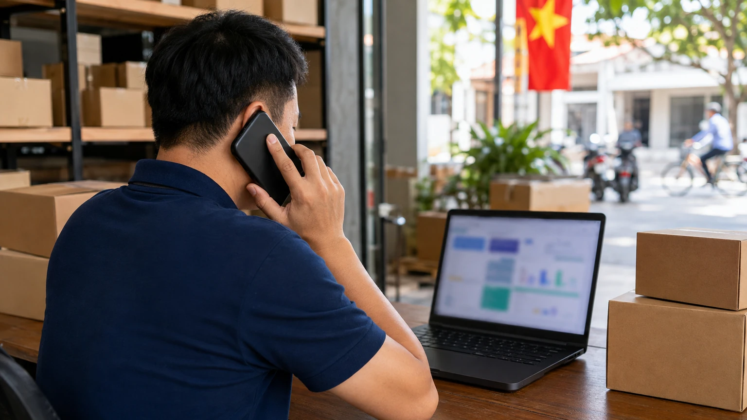 chủ shop gọi điện thoại liên hệ cskh Shopee