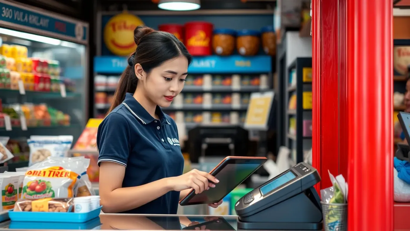 thu ngân sử dụng chế độ kiot trên máy tính bảng